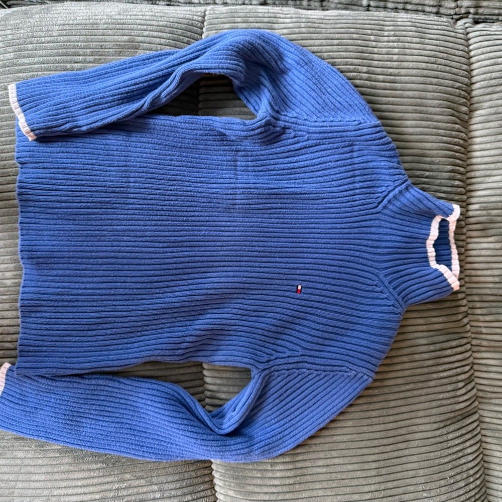 Tommy Hilfiger Blue Ribbed Turtleneck Sweater